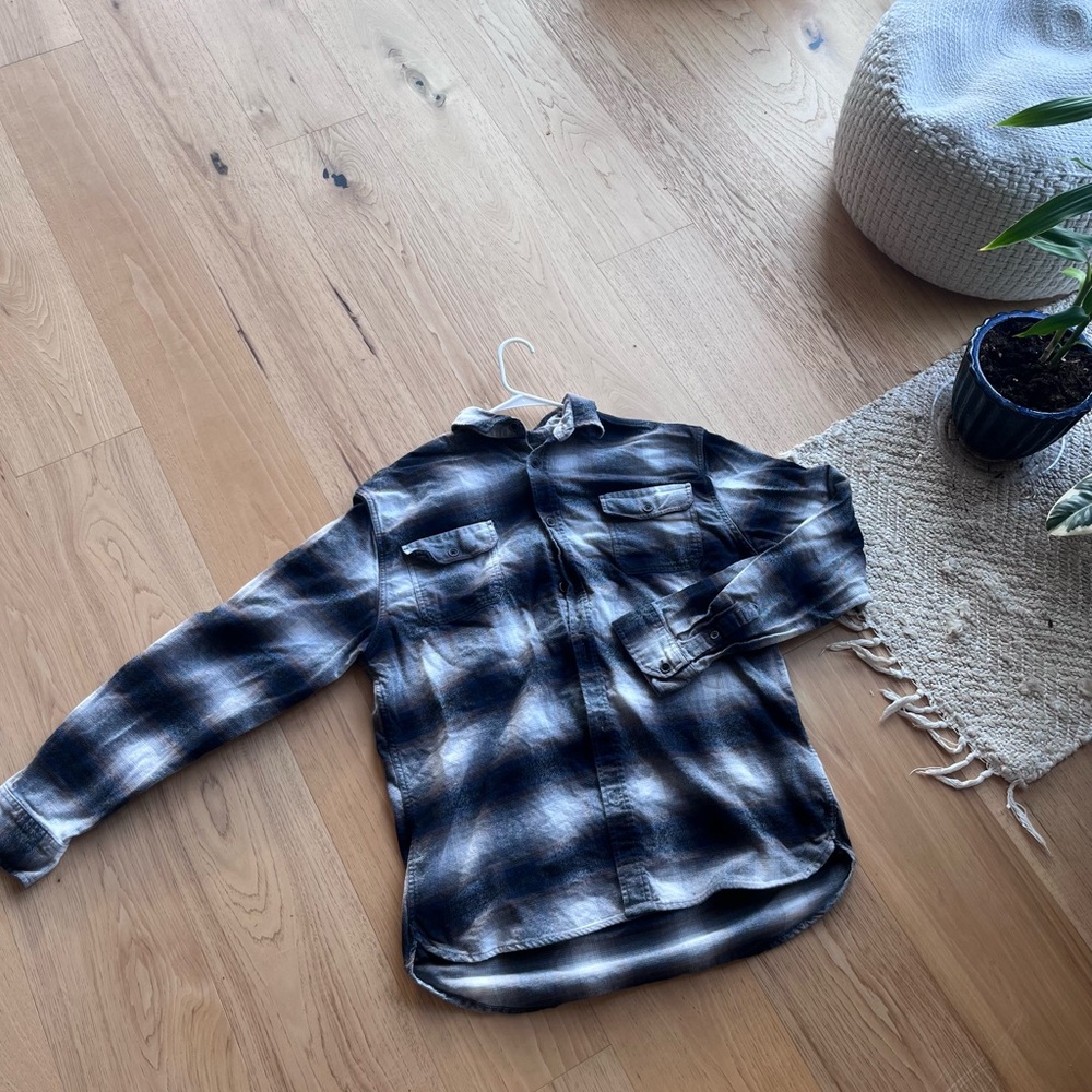 Black and White Plaid Button-Up Shirt